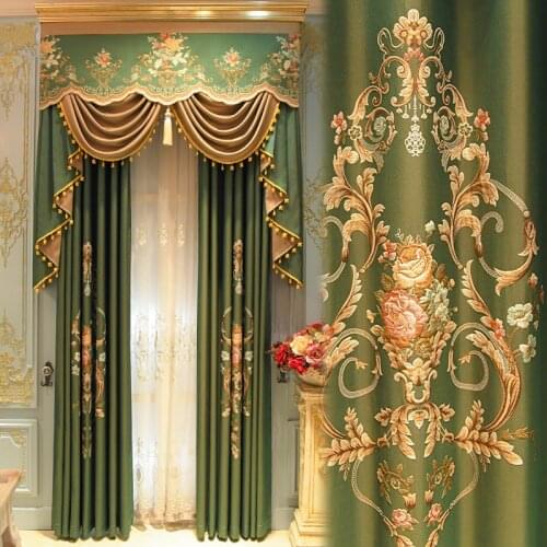 American Style Luxury High-end Atmosphere European Jacquard Curtains for Living Room Bedroom with Valance Custom Size