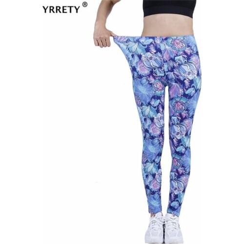 YRRETY Sport Leggings Women Pants Workout Fitness Clothing Jogging Running Gym Tights Stretch Print Sportswear Flower Bottom