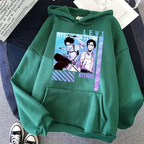 Anime Attack on titan Levi Hoodies Japanese Cartoon Print Hoodie Women Oversized Student Sweatshirt sudadera mujer Streetwear