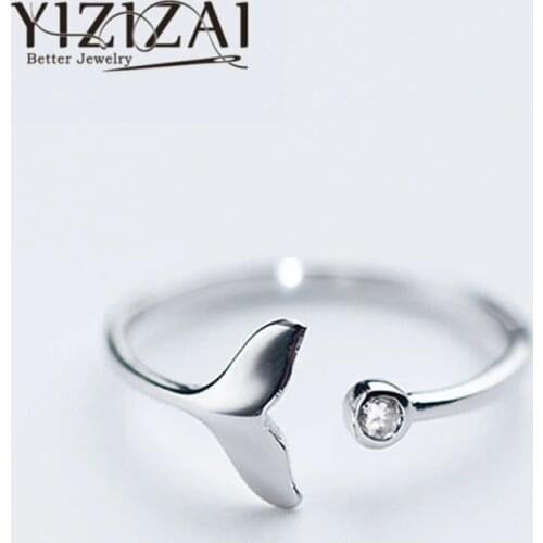 Whale tail Silver Plated Ring Fashion Women Mermaid Tail Rings for Girls Silver Color Mermaid Tear Jewelry Femme Wholesale