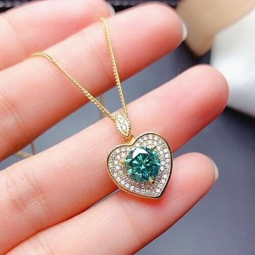 Chic Fashion Love Heart 1Carat Crystal Zircon Diamonds Gemstones Pendant Necklaces for Women 18k Gold Color Choker Jewelry Gifts