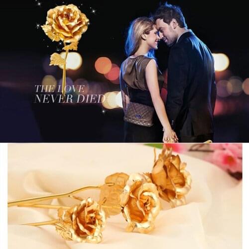 1pc Valentines Day Creative Gift 24K Foil Plated Gold Rose Lasts Forever Love Wedding Decor Lover