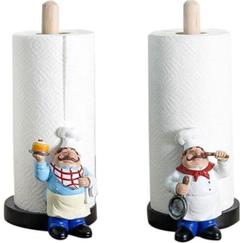 2 Pcs Chef Double-Layer Paper Towel Holder Figurines Creative Home Cake-A & B CNIM Hot