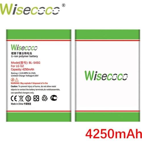 Wisecoco 4250mAh BL-54SG Battery For LG G2 F320 F340L H522Y F260 D728 D729 H778 H779 D722 lg90 D410 Phone+Tracking Number