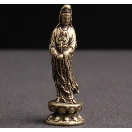Antique Copper Buddha Guanyin Bodhisattva Statue Home Decorations Crafts Accessories for Living Room Buddha Figurines Ornaments