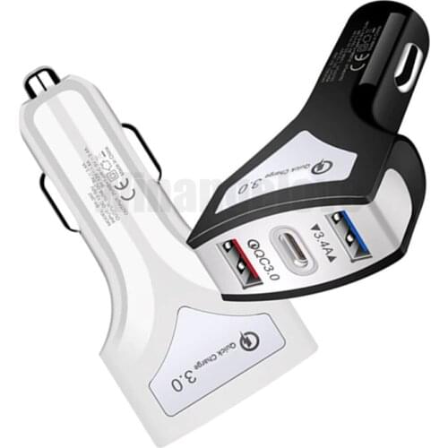 100pcs Quick Charge type c 3.0 USB Car Charger for iPhone 11 Pro Max QC3.0 Fast Charging Dual USB Car-Charger Phone Chargers