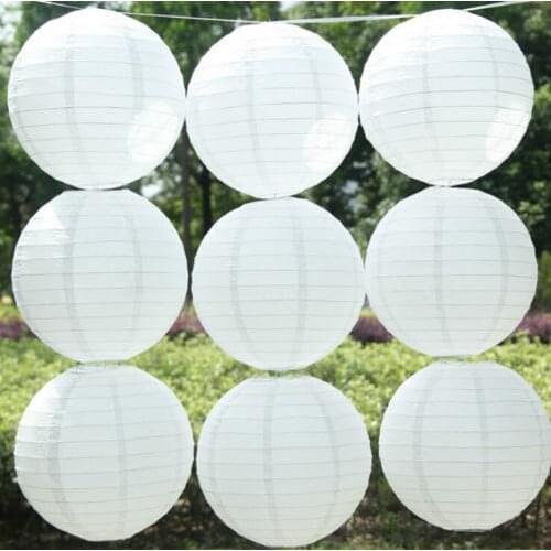 4-6-8-10-12-14-16 Inch White Chinese Paper Lanterns DIY supplies For Party Wedding Decoration Supplies Hanging Paper Ball