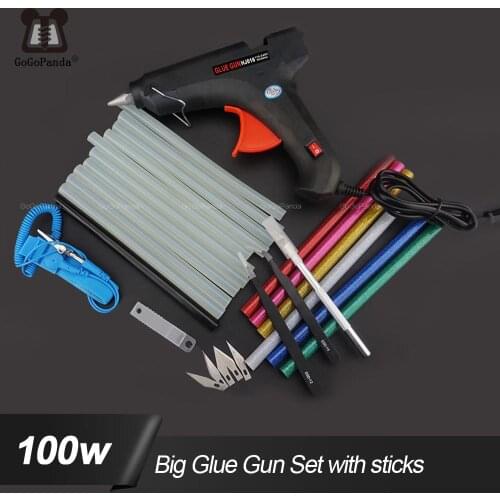 Free Shipping 100W DIY Hot Melt Glue Gun Set Black Sticks Trigger Art Craft Repair Tool with Light GG-5 110V-240V