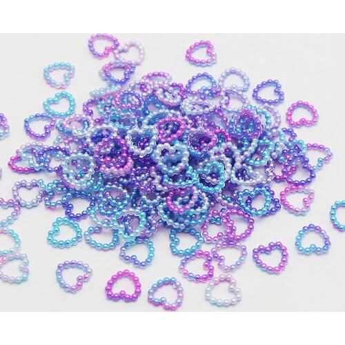 80pcs 11mm Heart Shaped Rainbow Color Imitation Pearls Loose Beads DIY Jewelry Crafts Phone Scrapbook Sewing Grament Decor