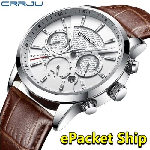 Watches man luxury brand 2019 crrju fashion mens Wrist watches 30M Waterproof Sport Leather male watch Relojes Hombre 2019