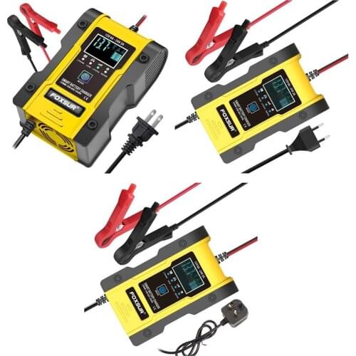 FOXSUR 12V/24V Car Battery Charger 6A 12.6V Lithium Battery Charger Smart Battery Charger for Motorcycle