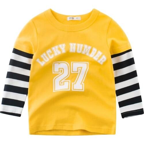 Boys T-Shirts Cute Fun Patchwork Design Girls Blouse Autumn Tops Kids Clothes Children Cotton Tshirt Toddler Long Sleeve T Shirt