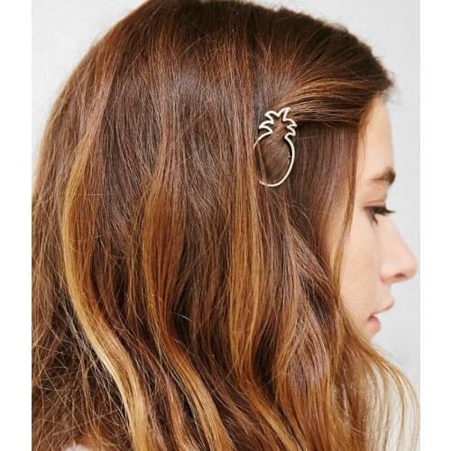 ISINYEE 2018 Fashion Metal Pineapple Hairpin Headbands For Women Girls Gift Simple Gold Silver Jewelry