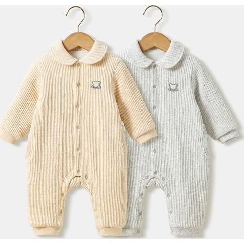 Autumn and Winter Baby One-piece Clothespin Silk Cloth Warm Long-sleeved Baby Romper Newborn Girl Outfit Baby Boy Winter Clothes