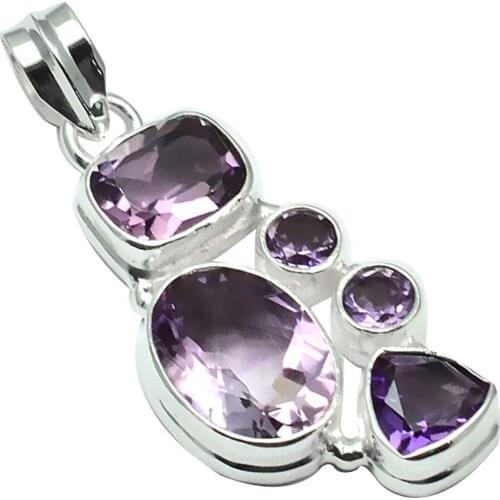 Nature Amethyst Pendant 925 Sterling Silver, 45 mm, MHBAP5579