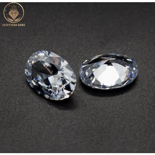 LuckyStar Gems 2x3~13x18mm Oval Beads High Quality White CZ Stone Synthetic Gemstone Cubic Zirconia For DIY Jewelry Accessories
