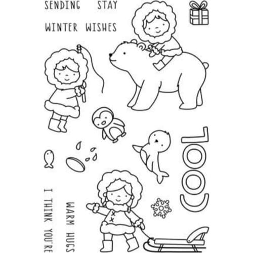 Bear / girl Clear Stamp Or stamp for DIY Scrapbooking/Card Making/Kids Fun Decoration Supplies A333