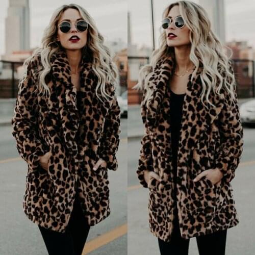 Fashion Leopard Print Jacket Faux Fur Coat Women Mid-Length Thick Warm Autumn Winter New Warm Fur Coat