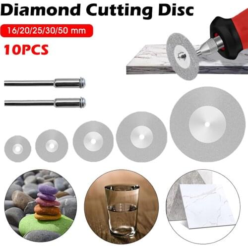 10PCS Abrasive Diamond Cutting Disc Set Rotary Cutter Saw Blade Grinding Wheels Disk with Mandrel Power Tools Kit