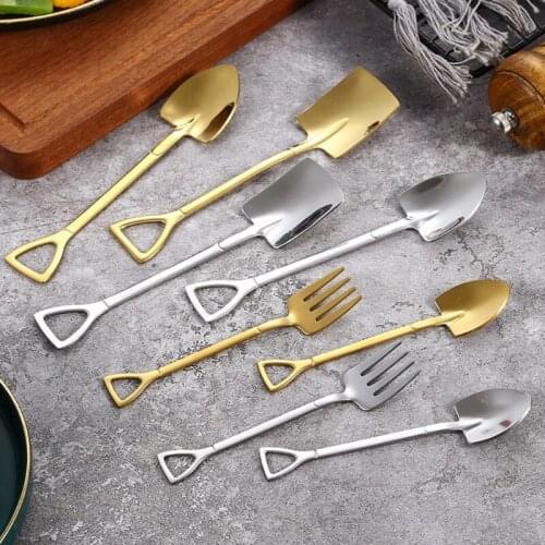 Stainless Steel Coffee Spoon Shovel Shaped Creative Universal Watermelon Ice Cream Cake Sugar Dessert Stirring Teaspoon