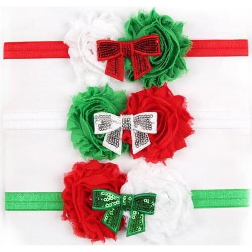 2018 Christmas new Euramerican children accessories old flowers with Sequin Bow Headband cute children hair band