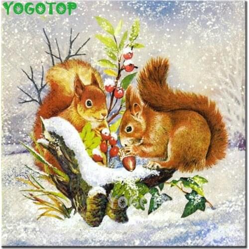 New Year Gift Diamond Painting snow squirrel DIY 5D Full Square round Diamond Embroidery Mosaic Cross Stitch kids gift YY4490