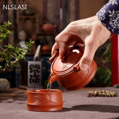 New style Chinese purple sand tea set Anti-scalding heat Tea set tea set teapot Office household drinking utensils WSHYUFEI
