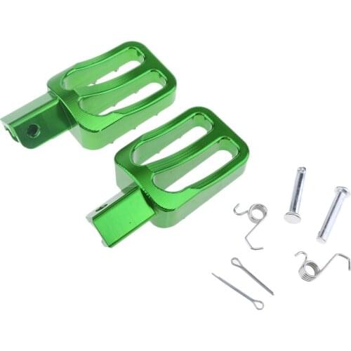 Pair of Universal Motorcycle Green Front/Rear Foot Peg Footrest with Mounting Kit