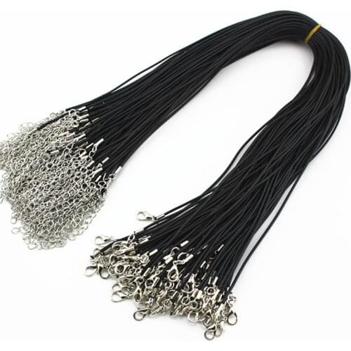 10 piece/lot 1.5mm 45CM Twisted Braided Rope Black Leather Cord Chain Necklace Choker Silver Clasp Women Men Jewelry Accessories