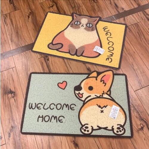 PVC Welcome Doormat Entrance Hallway Rectangle Printed Non-Slip Floor Rugs Front Door Mat Outdoor Rugs Carpet Bedroom Kitchen
