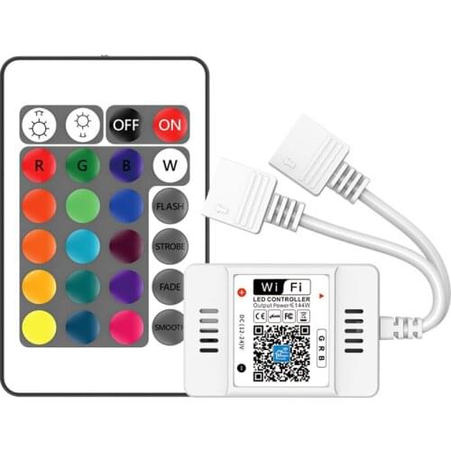 WIFI RGB LED Strip Light Controller Apple Homekit 24 key dual load RGB light with controller ALexa voice Flexible Ribbon