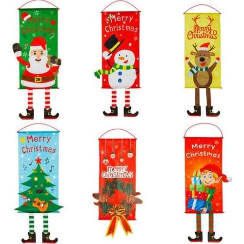 Merry Christmas Porch Door Banner Hanging Ornament Christmas Decoration For Home Xmas