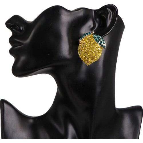 Fruit Shape Earrings Colorful Crystal Stud Earrings for Women Girl Alloy Peach Earring Party Jewelry Birthday Gift