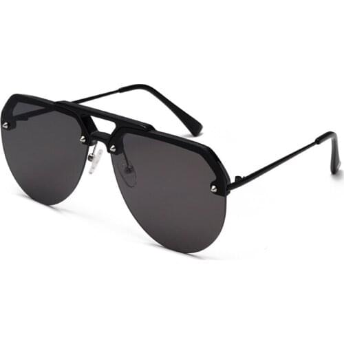 Veshion Sunglasses Men Round Sun Glasses for Female Male Half Rim Man Woman Eyewear Brand Designer Vintage Sunglasses-women Red