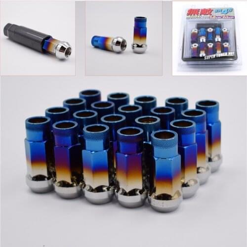 Stainless Steel Roasted Blue Lug Nuts Wheel Nuts Spline Wheel Lock Nut Iron With Dust Plug 20pcs/set