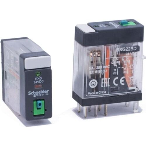 Standard cover relays with lockable test button and LED RXG22RD RXG22JD RXG22BD RXG22ED RXG22ND RXG22FD