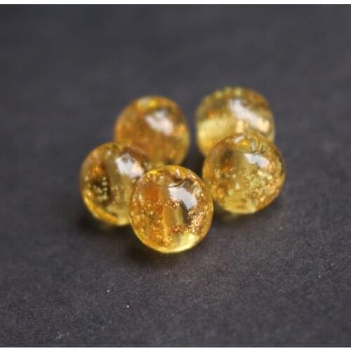 10pcs/lot 12mm Lampwork Glass Beads Glass Luminous Beads Gold Color With Shinning Sand for earring necklace making