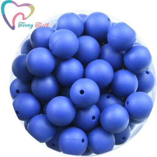 Teeny Teeth 10 PCS Sapphire Blue Silicone Teething Beads Round 9-15 MM Nursing Pacifier Chain Clips Round Ball Beads Soft
