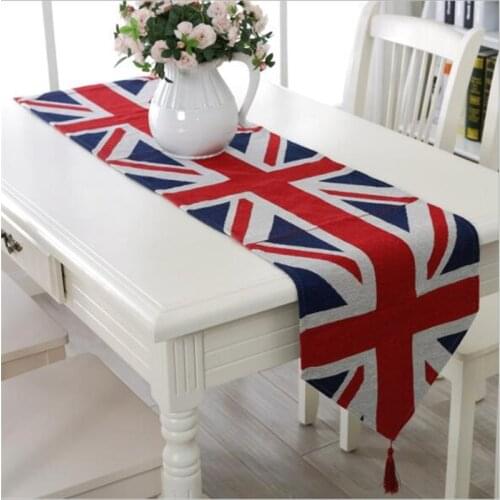 UK flag decor table runner yarn dyed united kingdom flag table cloth plate mats