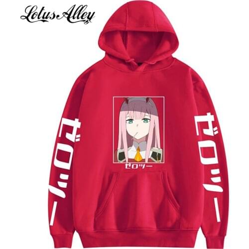 Zero Two Japanese Kanji Anime Cartoon Hoodie Fashion Women Pullover Oversize Harajuku Hooded Sweatshirt Woman Plus Size XXS-4XL