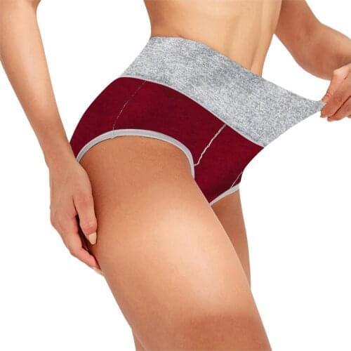 5pc Womens High Waist Pure Cotton Underwear Daily Patchwork Briefs Panties Comfort Health Underwear Knickers Bikini Underpants