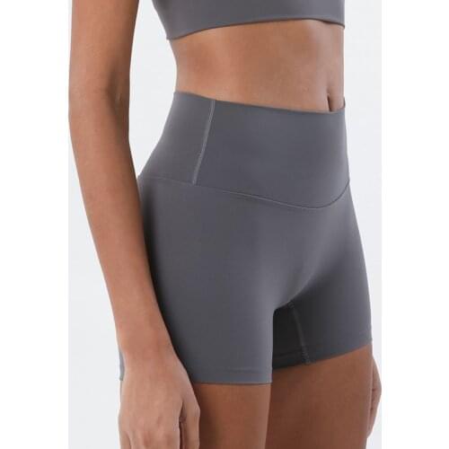 High Waist Fitness Workout Shorts Women Naked-feel Fabric Plain Squatproof Yoga Trainning Sport Shorts