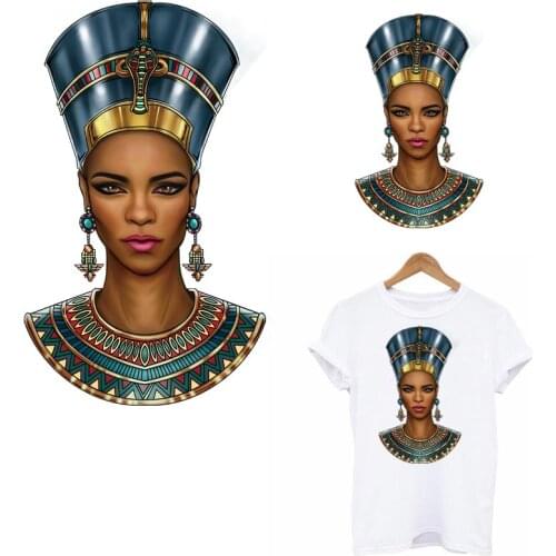 West African Lady Patches For Clothing DIY Washable Women T-shirt Iron On Heat Transfer Beauty Queen Thermal Patch Decoration
