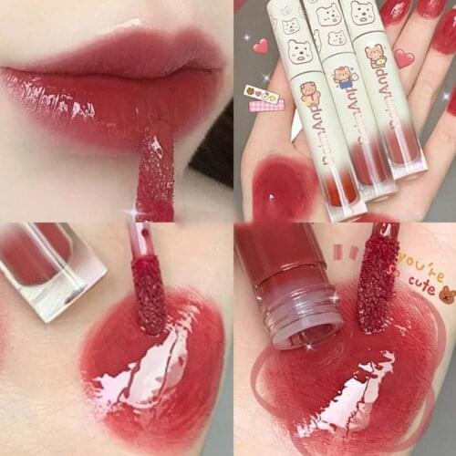 Mirror Lipstick Matte Texture Lip Gloss Waterproof Sweat Resistant Long Lasting Lip Glaze Sexy Exquisite Fashion Red Lips Makeup