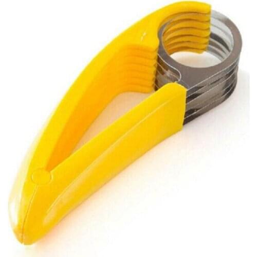 Yellow Home Kitchen Tool Vegetable Fruit Sharp Slicer Stainless Steel Cut Ham Sausage Banana Cutter Cucumber Knife Salad Slice