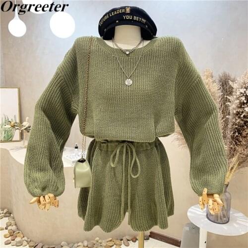 Casual New Knitted Jumpsuits Women Autumn New O-neck Long Sleeve Drawstring Waist All-match Loose Wide-leg Rompers Playsuits