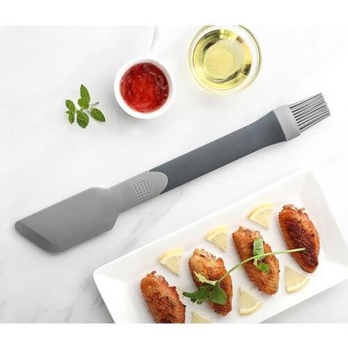 1Pcs Silicone Cake Spatula Baking Pastry Tools Creme Spatula Butter Icing Frosting Knife Silicone Dual Purpose Scraper Oil Brush