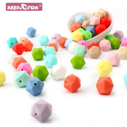20pcs Lcosahedron Silicone Beads 14mm Food Grade DIY Necklace Accessories Silicone Baby Teething Teether Bead Infant Nurse Gift