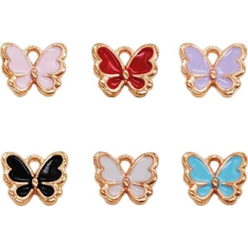 30pcs/lot Zinc Alloy KC Gold Tone Enamel Animal Butterfly Shape Charms Women Bracelet Earring Necklace Pendants 10*12.5mm