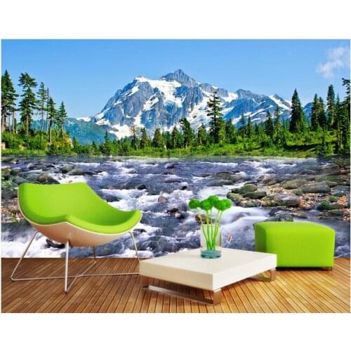 3d wallpaper custom mural non-woven 3 d water snow mountain scenery background wall paintings mural landscape painting